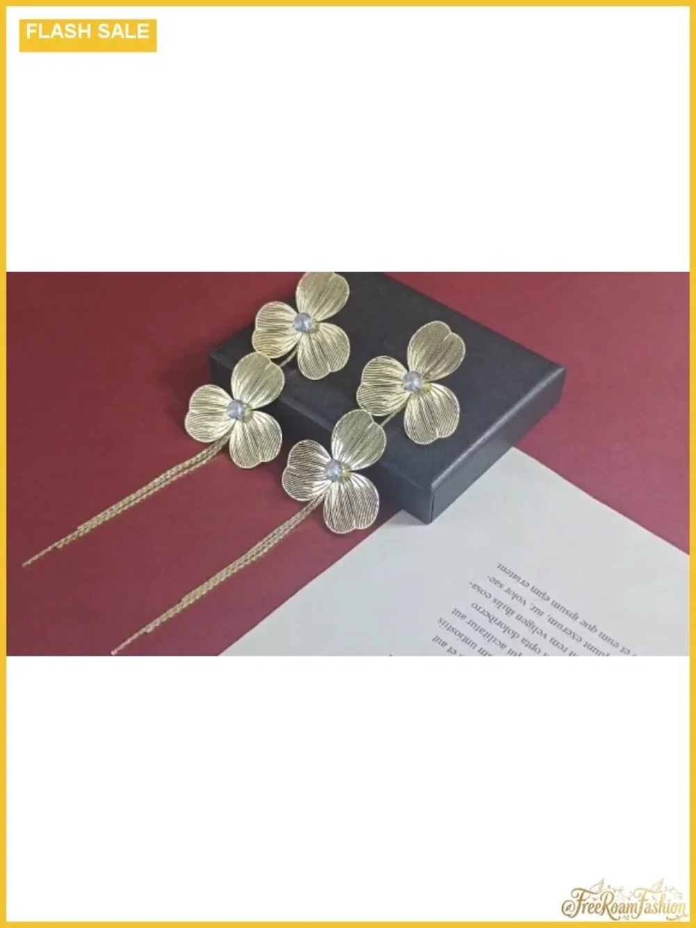 Flower Drop Tassel Earrings Metal Double Flower Long Dangle Statement Prom